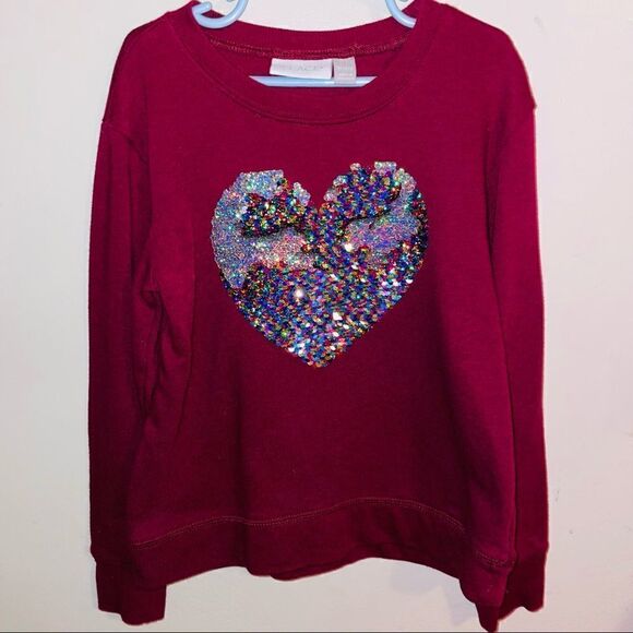 Children’s Place Burgundy Sequin Sweater - Picture 2 of 7